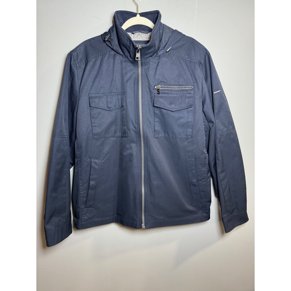 Calvin Klein‎ Men's Navy Blue Hooded Utility Jacket Size Large Cotton Blend